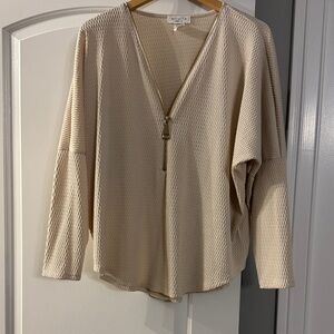 Ariella Cream Textured Top